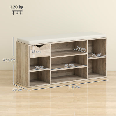 HOMCOM Shoe Storage Bench with Cushion - Grey 