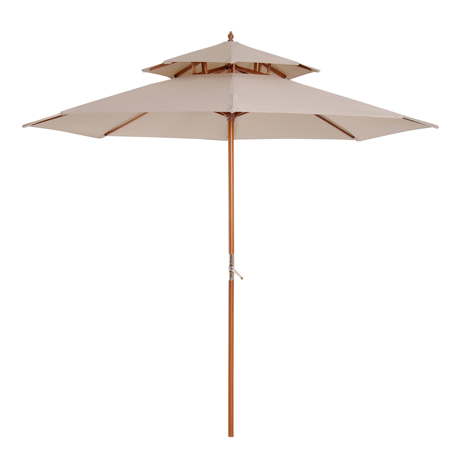 Outsunny 2.7m Elegant Wooden Frame Parasol Umbrella - Beige 
