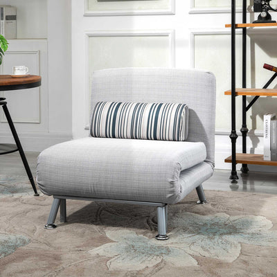 HOMCOM Single Sofa Bed, 1 Person Sleeper Foldable Lounge with Pillow, Grey 