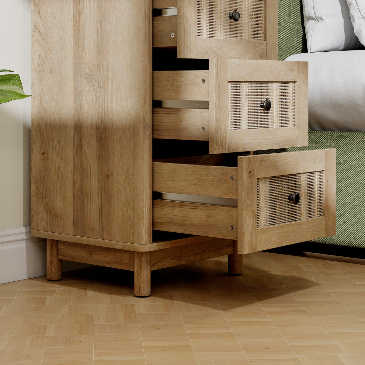 HOMCOM 40 cm Drawer Chest of Drawers with 3 Drawer - Oak 