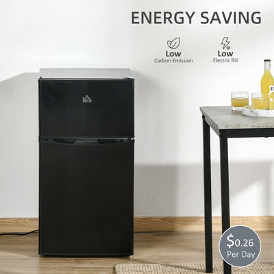 HOMCOM 88L Under Counter Fridge Freezer, Small Refrigerator with 5-Setting, 3 Star Freezer Rating, Black 