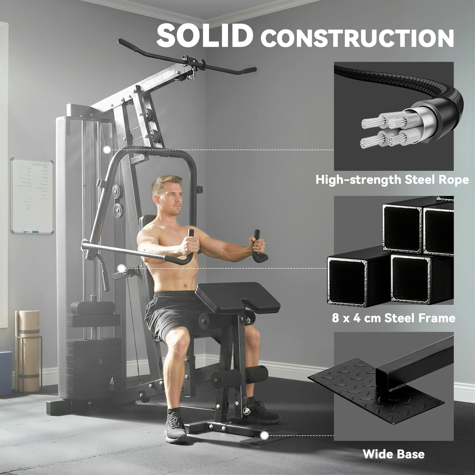 SPORTNOW Multi Gym with Adjustable Seat and Back, All in One Home Gym Machine with 45kg Weight Stack for Full Body Strength Training 