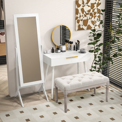 HOMCOM 80cm End of Bed Bench, Window Seat, Tufted Bench for Bedroom, Hallway, Living Room, Cream White 