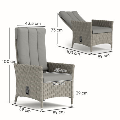 Outsunny 105°-150° Reclining Rattan Chair - Grey 
