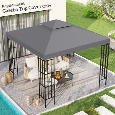 Outsunny 3(m) Gazebo Top Cover Double Tier Canopy Replacement Pavilion Roof Deep Grey 