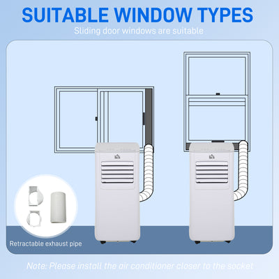 HOMCOM 5000 BTU Portable Air Conditioner, 4-in-1 Air Conditioning Unit, Dehumidifier, Cooling Fan with Remote Control, 2 Speeds, 24H Timer, Window Venting Kit, 12m², R290, A Energy Efficiency 