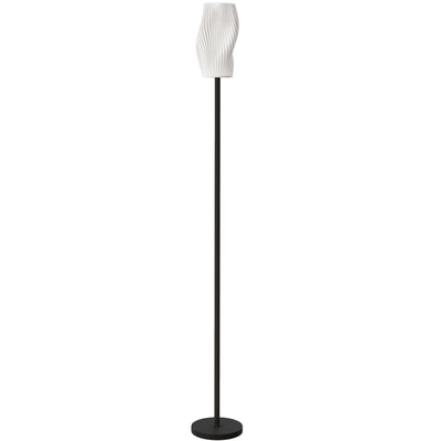 HOMCOM Floor Lamp for Living Room, 3D Printed Modern Standing Lamp with Flowing Curved Shade & Foot Switch, Minimalist Tall Pole Lampshade for Bedroom, Office, E27 Holder without Bulb (25W Max), White 