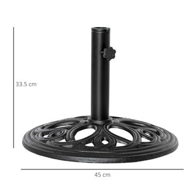 Outsunny 11.5 kg Cast Metal Round Patio Umbrella Base Stand, Umbrella Holder for Outdoor, Patio, Garden, Black 