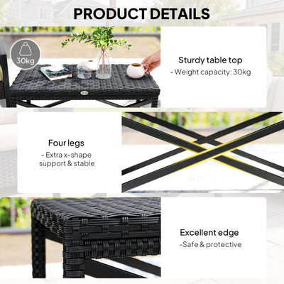 Outsunny Outdoor Coffee Table Side Table with X-Shape Frame for Patio, Balcony, Black 