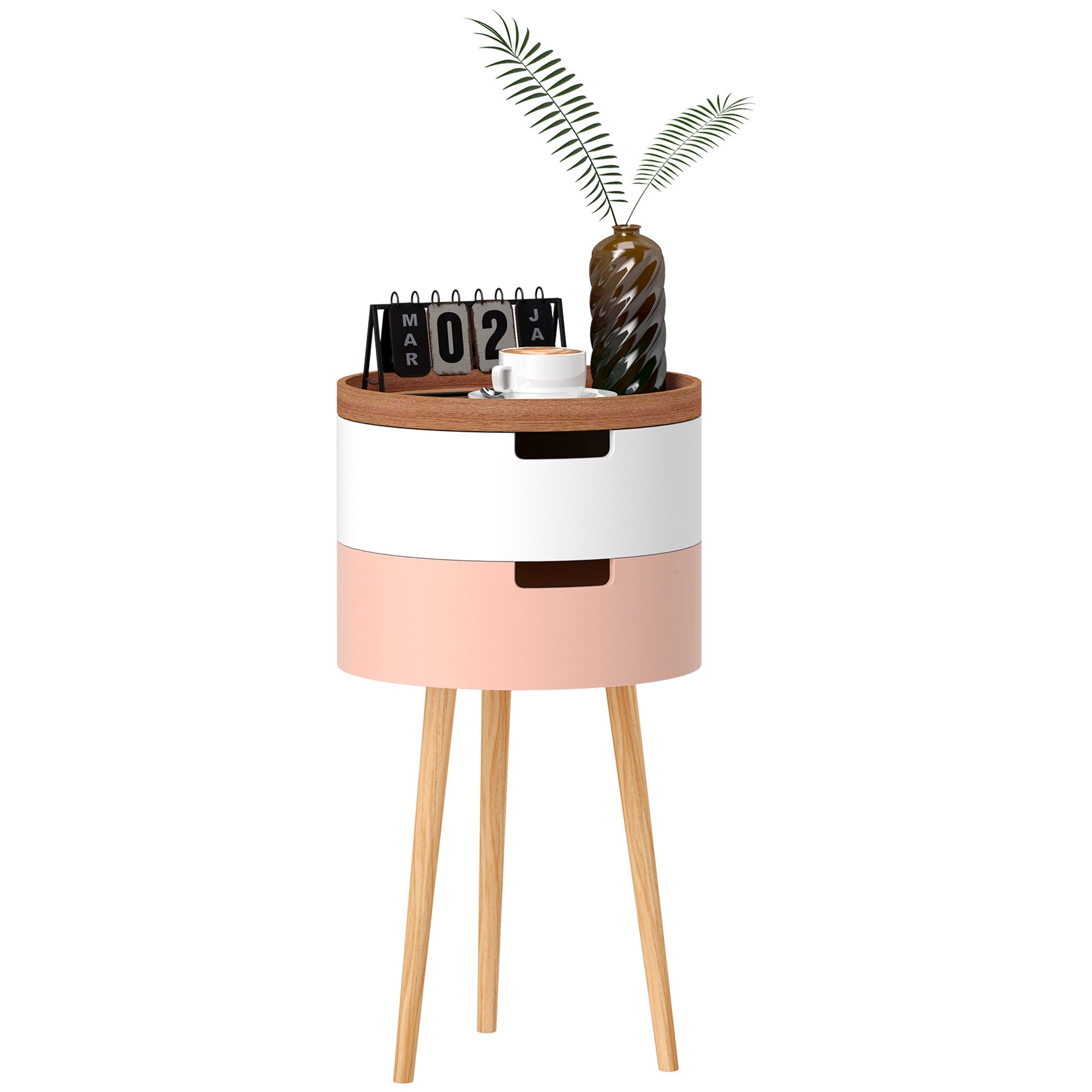 HOMCOM Three-Tier Tray Top Side Table - Multicoloured 