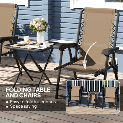 Outsunny Three-Piece Garden Table and Chair Set - Khaki 