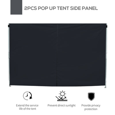 Outsunny 3 Meters Gazebo Replaceable Exchangeable Side Panel Wall Panels Walls With Window, Black 
