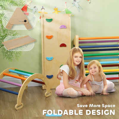 AIYAPLAY 5-in-1 Toddler Climbing Frame with Ramp, Arch, for 18-48 Months, Multicoloured 