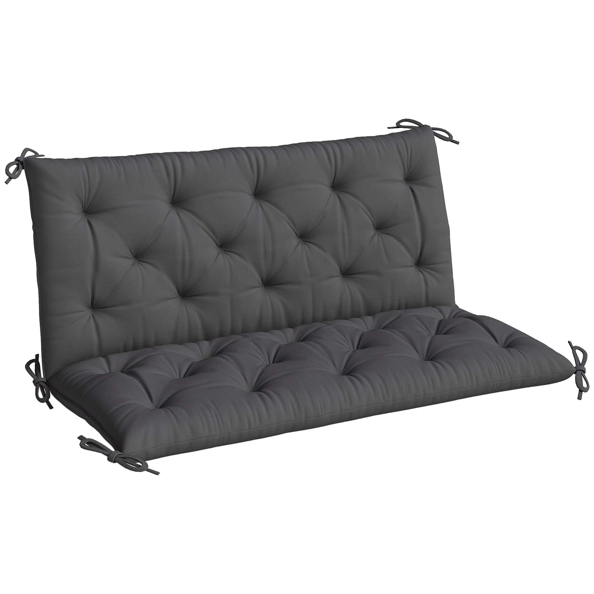 Outsunny Garden Bench Cushion, 2 Seater Swing Chair Cushion, Seat Pad with Ties for Indoor and Outdoor Use, 110 x 120 cm, Black 