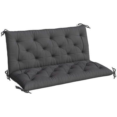 Outsunny Garden Bench Cushion, 2 Seater Swing Chair Cushion, Seat Pad with Ties for Indoor and Outdoor Use, 110 x 120 cm, Black 