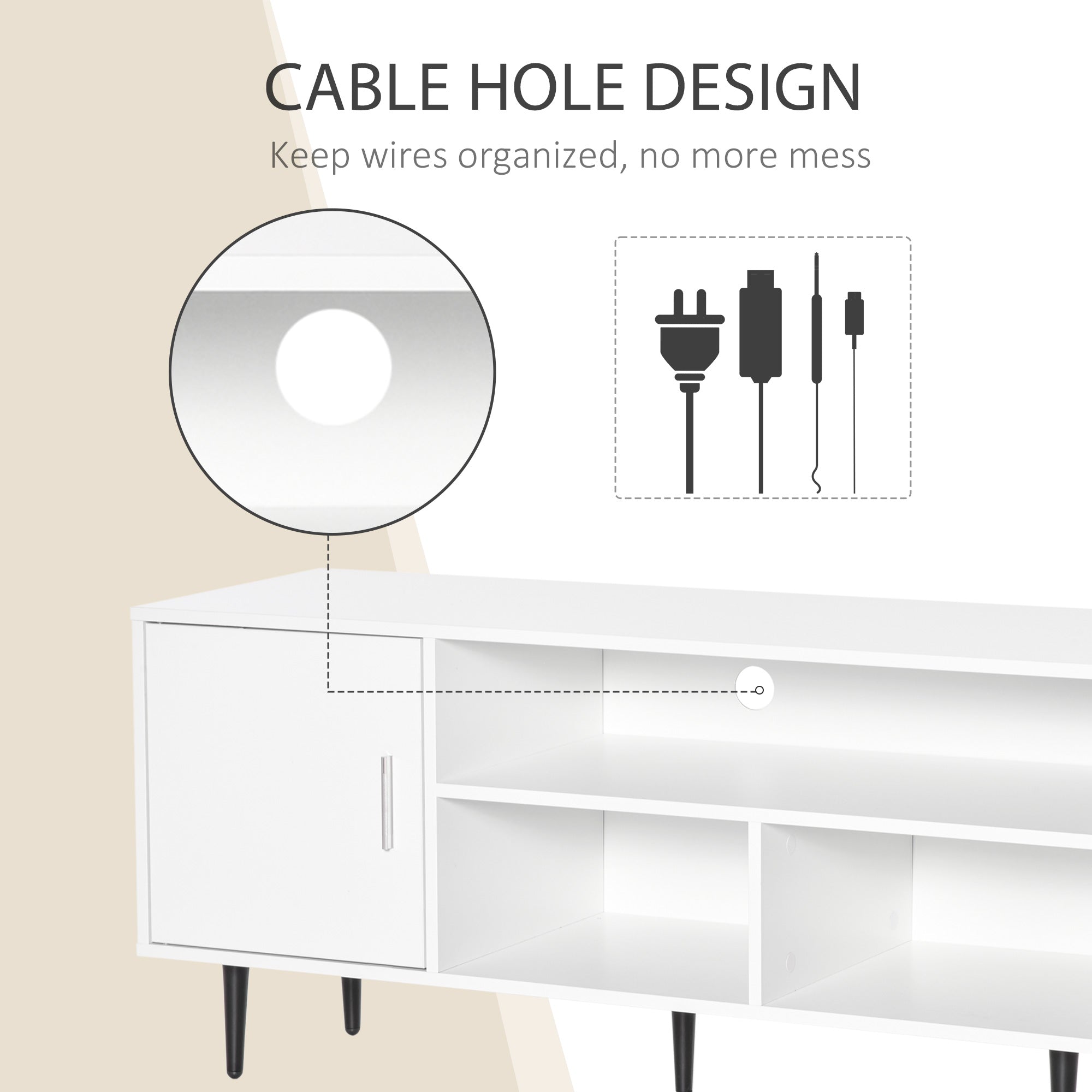 HOMCOM TV Stand Cabinet for TVs up to 60 Inches - White