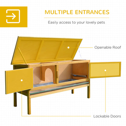 PawHut Rabbit Hutch Outdoor Guinea Pig Hutch House Small Animal Bunny Cage w/ Openable Roof, 115 x 44 x 65 cm 