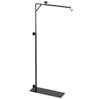 PawHut 86-129Hcm Adjustable Height and Length Reptile Lamp Stand Holder with Hook Hanging, Base - Black 