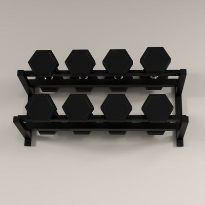 SPORTNOW Wall-Mounted Dumbbell Rack, 2-Tier Weight Stand, Space-Saving and Multi-Functional Steel organiser for Home Gym, Black 