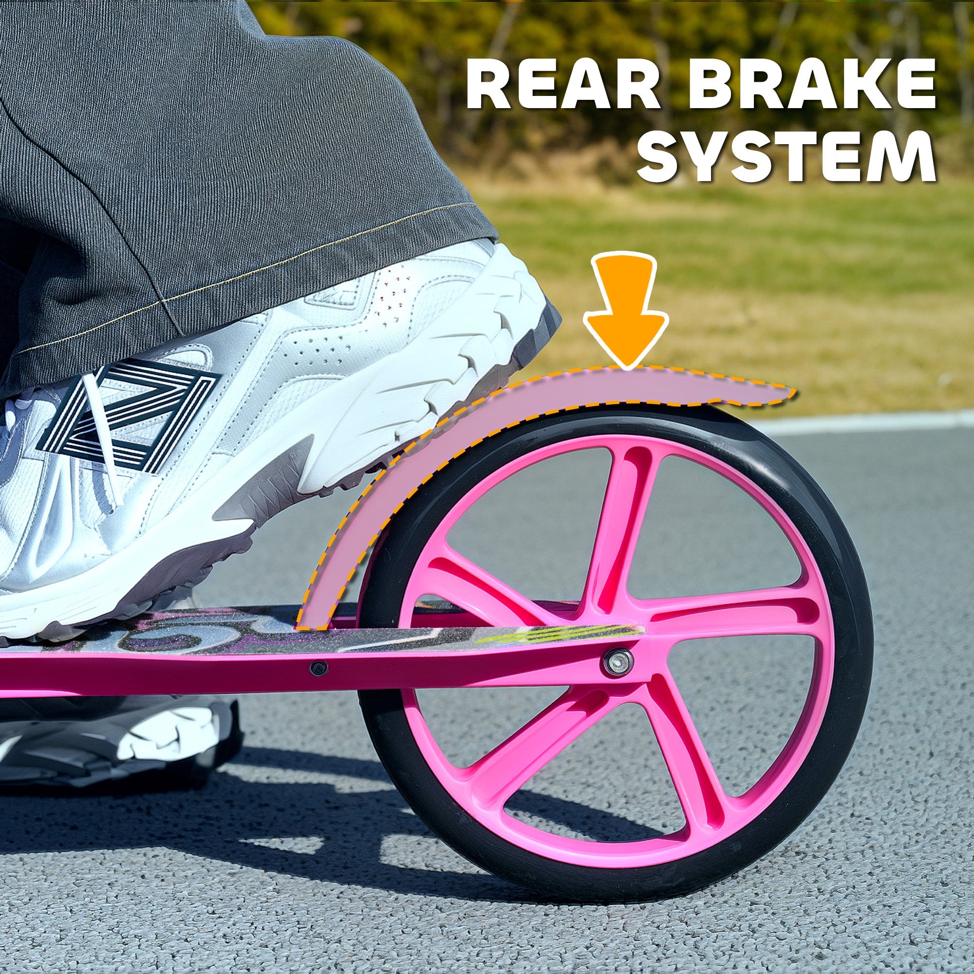 AIYAPLAY Foldable Kids Scooter with Adjustable Handlebar, 200mm Big Wheel, Rear Fender Brake, Gift for Ages 6-12 Years, Pink 