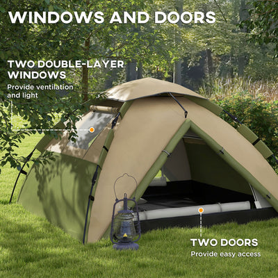 Outsunny Two-Man One Room Camping Tent, with Accessories - Dark Green 