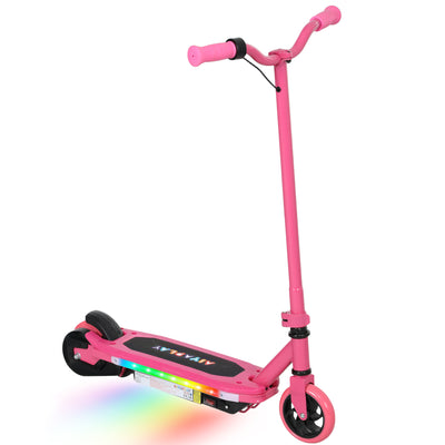 AIYAPLAY Electric Scooter for Ages 6-14, with Colourful Light and Electric Brake, Electric Scooter E Scooter, Up to 10 KM/H & 8 KM, Pink 