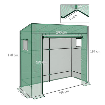 Outsunny 77 x 196cm Walk-In Greenhouse, with Accessories 