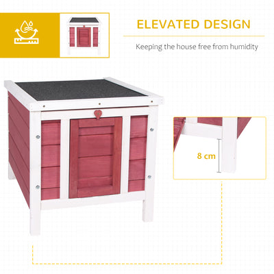 PawHut Wooden Rabbit Hutch 51 x 42 x 43 cm, Red 