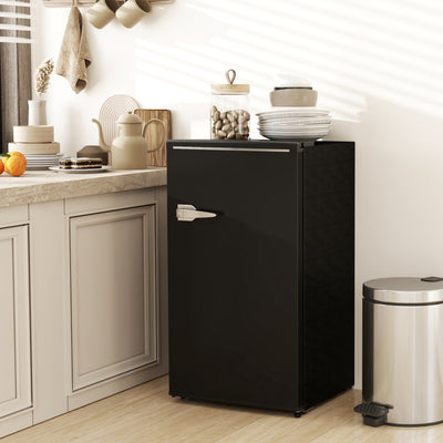 HOMCOM Under Counter Fridge, 85L Small Retro Refrigerator with Chiller Box, Adjustable Thermostat, Glass Shelves, Black 