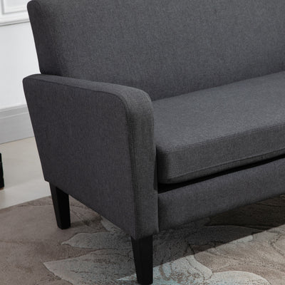 HOMCOM Linen Modern-Curved 2-Seat Sofa Loveseat w/ Thick Cushion Wood Legs Foot Pads Single Compact Home Furniture Grey 