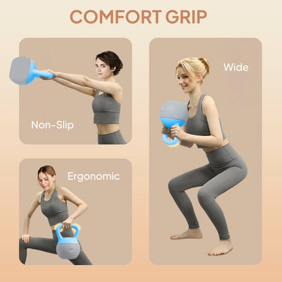 SPORTNOW 8KG Soft Kettlebell, Kettlebell with Non-Slip Handle for Home Gym, Weight Lifting, Strength Training, Light Blue/Grey 