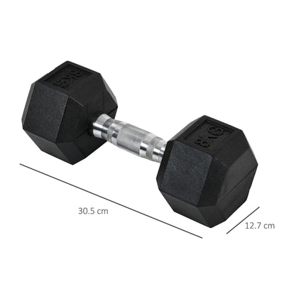 HOMCOM 2x8kg Hex Dumbbell Rubber Weights Sets Hexagonal Gym Fitness Lifting Home 