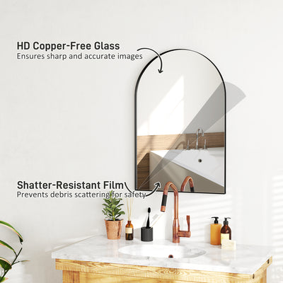 HOMCOM 60 x 90cm Arched Home Mirror - Black 
