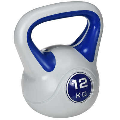SPORTNOW Kettlebell, 12kg Kettle Bells with Handle for Home Gym Weight Lifting and Strength Training, Dark Blue and Grey 
