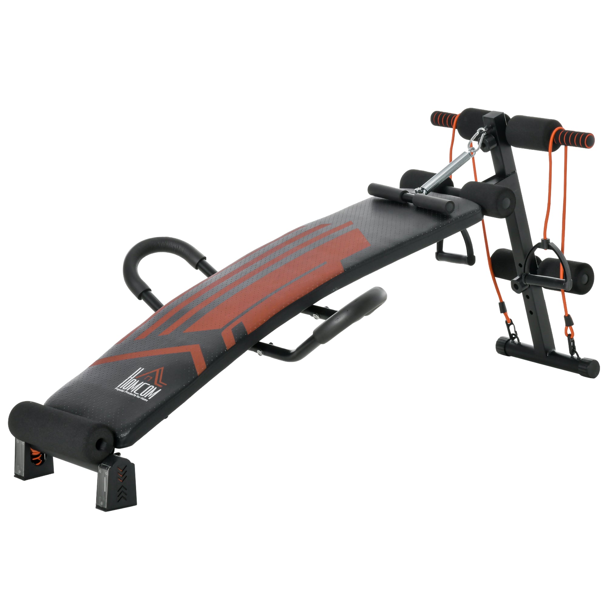 HOMCOM Multifunctional Sit Up Bench Adjustable Utility Board Ab Exercise Workout Fitness with Headrest for Home, Office and Gym, Black 