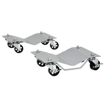 DURHAND 2 PCS Car Wheel Dollies with Swivel Casters, 680kg Capacity Car Dolly Skates Wheel Dolly Set with Non-Slip Metal Plates, Grey 