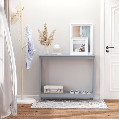 HOMCOM Console Table Hallway Desk w/Storage Shelf, X Design for Living Room Entryway, Grey 