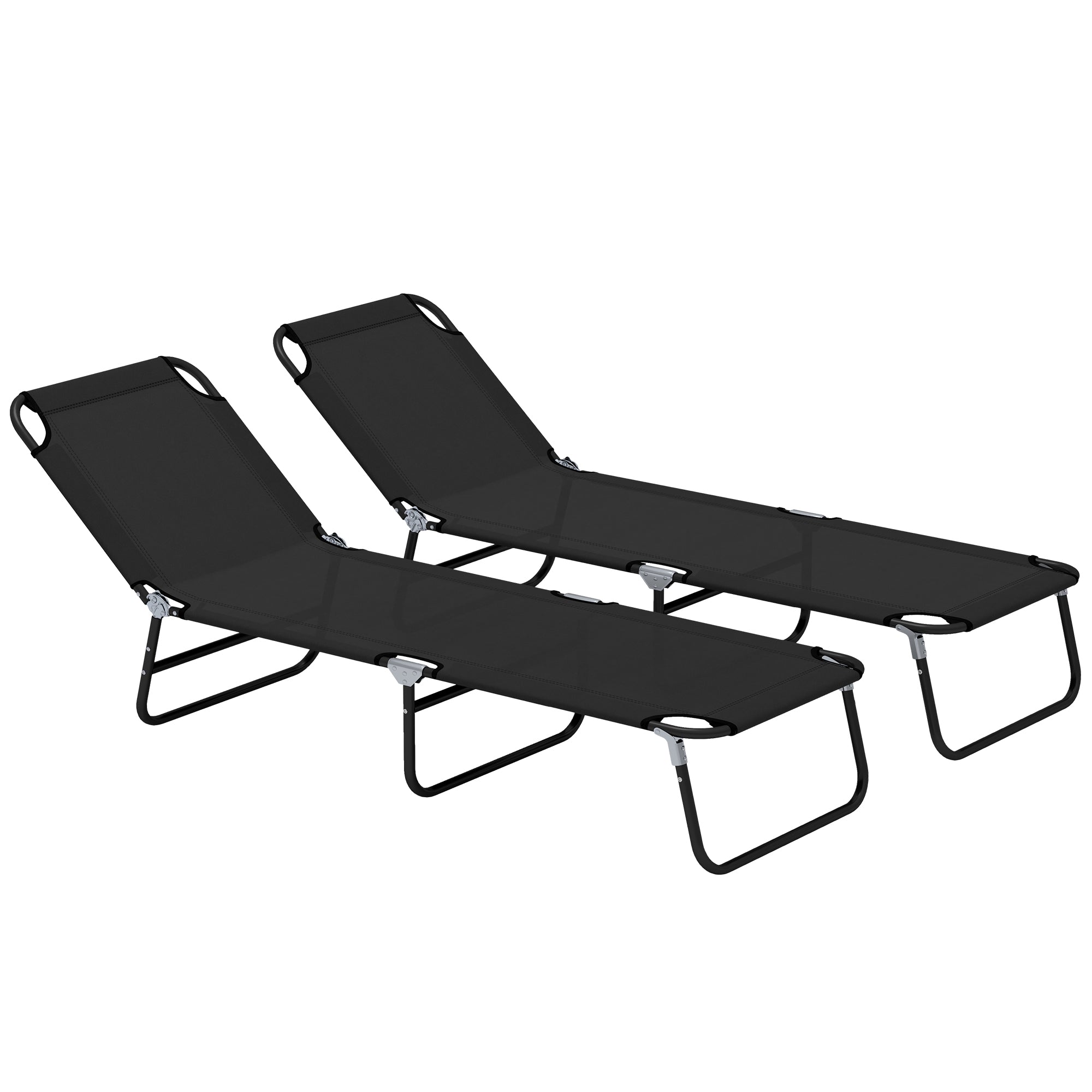 Outsunny Garden Sun Lounger, with Five-Position Back - Black 