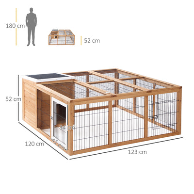 PawHut Rabbit Hutch Outdoor, Guinea Pig House, Bunny Run Cage with Openable Top for 1–2 Rabbits, Yellow 