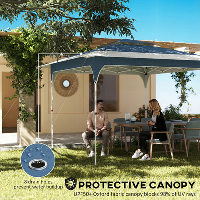 Outsunny 3.5 x 3.5 m Pop Up Gazebo with One-Push Setup, UPF50+ Double Tier Garden Party Tent Marquee with Carry Bag, Blue 
