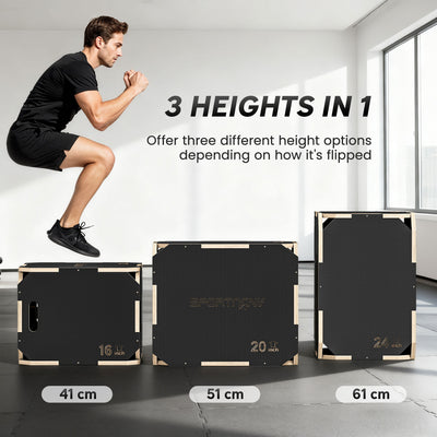 SPORTNOW Non-Slip Plyo Box, Corner-free Wooden Jump Box, 41 x 61 x 51 cm 