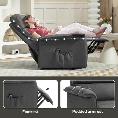 HOMCOM Electric Riser Recline Armchair, with Footrest - Dark Grey 