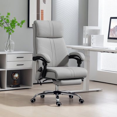 Vinsetto Faux Leather Massage Office Chair - Light Grey 