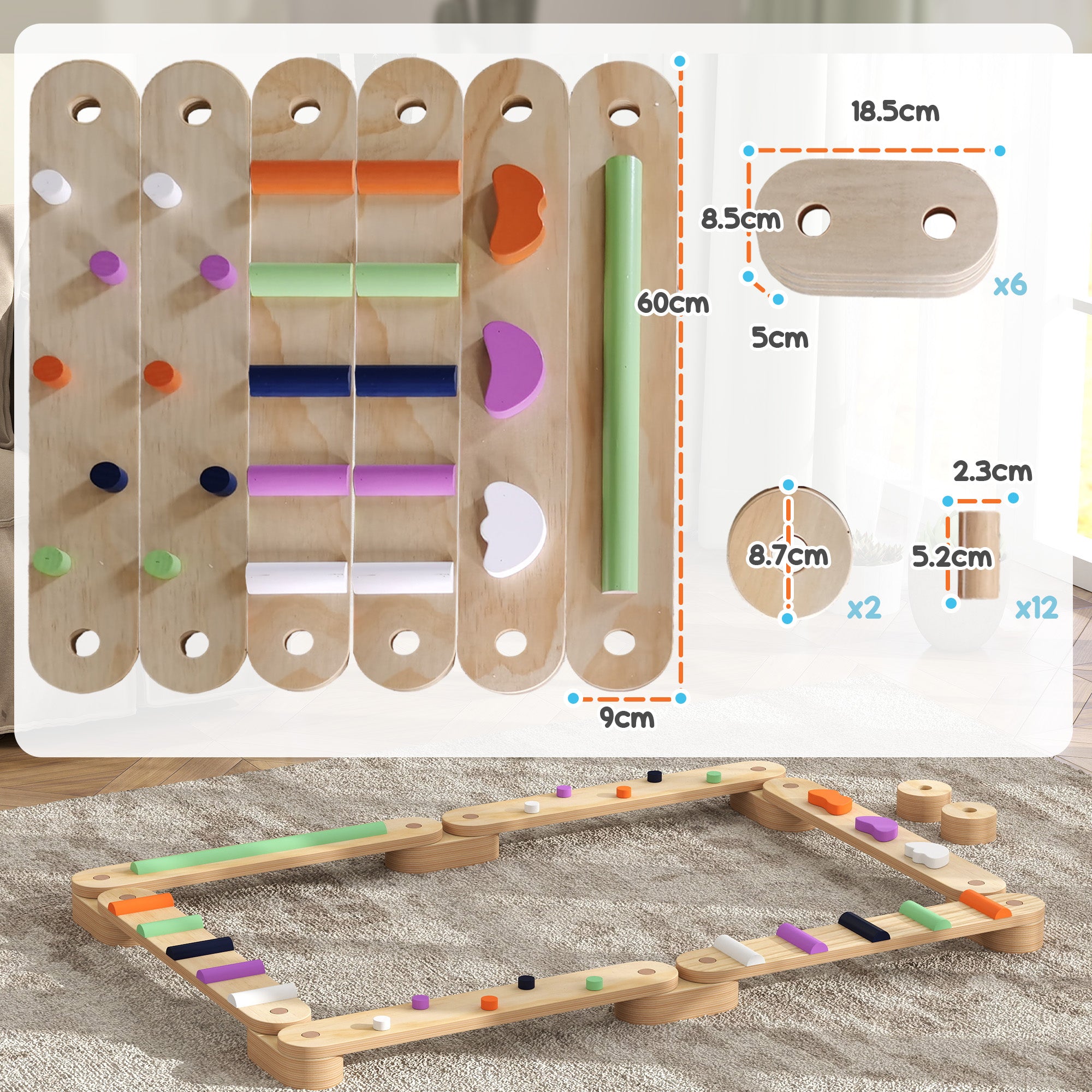 AIYAPLAY Wooden Balance Beam for Kids, Balance, Coordination, Agility