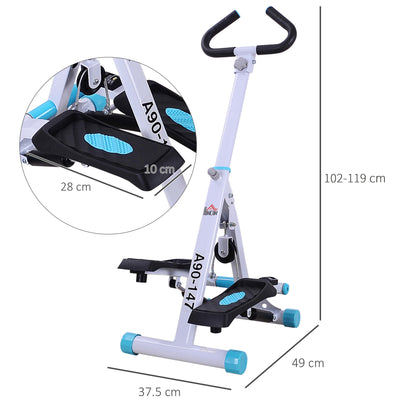 HOMCOM Stepper w/ Handle Hand Grip Workout Fitness Machine For Fitness Aerobic Exercise Home Gym White 