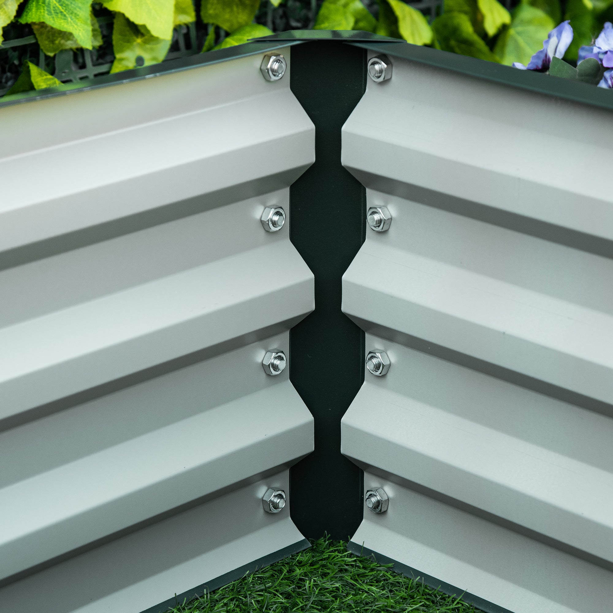 Outsunny Set of 2 Raised Beds for Garden, Galvanised Outdoor Planters for Herbs Vegetables, Use for Patio Balcony, Green 