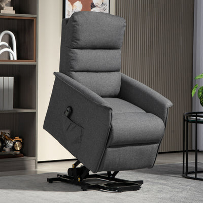 HOMCOM Electric Riser Recline Armchair, with Footrest - Dark Grey 