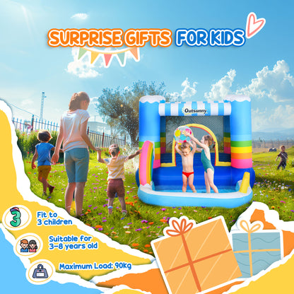 Outsunny Kids Bounce Castle Inflatable House with Trampoline Pool Climbing Wall with Inflator Carrybag, 2.8 x 1.7 x 1.55m 