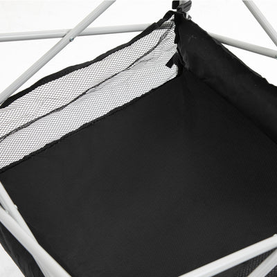 Outsunny Portable Camping Table w/ Mesh Bag & Steel Frame Hiking Furniture Desk, Silver Black 
