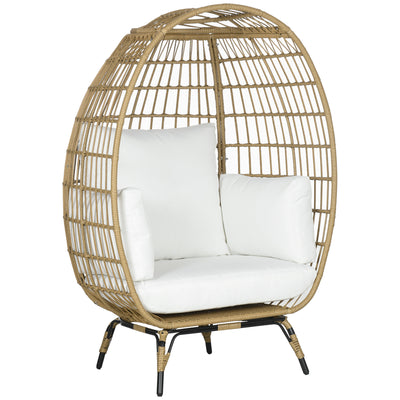 Outsunny Rattan Egg Chair with Cushions and Pillows, Khaki 